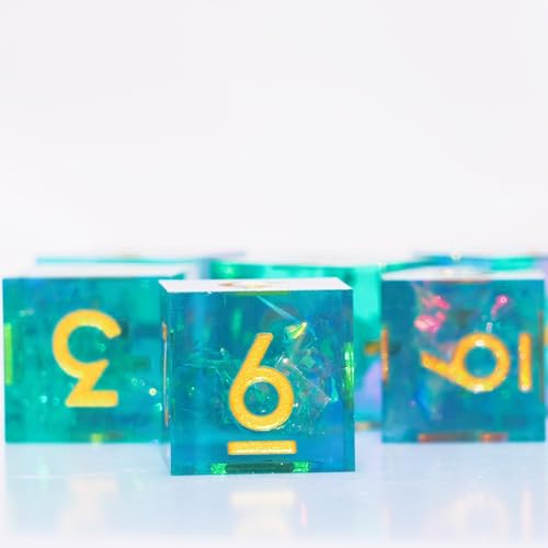 Generic 6PCS 16mm D6 Resin dice Set Dice for DND Dungeons and Dragons Role Playing Game (Azure + Purple) - color: Azure + Purple