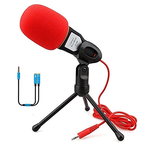 ELINKA Computer Microphone,Condenser Microphone,3.5MM Plug and Play Omnidirectional Mic with Desktop Stand for Gaming,YouTube Video,Recording Podcast,Studio,for PC,Laptop,Tablet,Phone