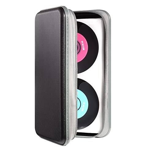 UENTIP CD Case,96 Capacity Hard Plastic DVD Case Holder for Car Home Travel | CD DVD Storage,Zipper Closure,Scratch-Resistant Sleeves,Stay Away Dust and Damp,Storage Music Video Gaming Discs Blu-ray - color: black