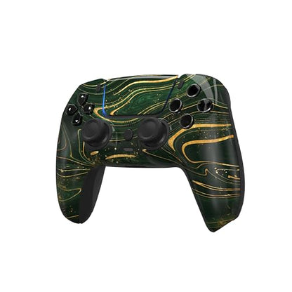 ProControllers LLC Custom Wireless Controller for PS5 - Hand Airbrushed & Multiple Designs Available (Green & Gold Swirl) - color: Green & Gold Swirl