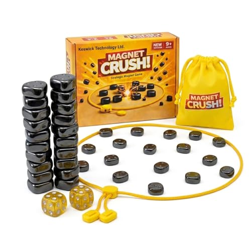Magnet Crush Magnetic Strategy Board Game for Kids & Adults, Fun Tabletop Magnet Placement Game, STEM Educational Toy, Family Party Game, Travel Game, Puzzle Brain Teaser, Gift for Ages 9+