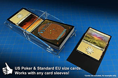 LITKO Standard Card Deck Holder | Draw & Discard, 40-60 | US/EU 70x100mm | Playing card tray for Magic, Pokémon & TCGs | Angled finger notch | Snap-fit, no glue | Laser-cut acrylic - color: Clear, size: Holds 40-60 Standard Cards. Draw & Discard Piles