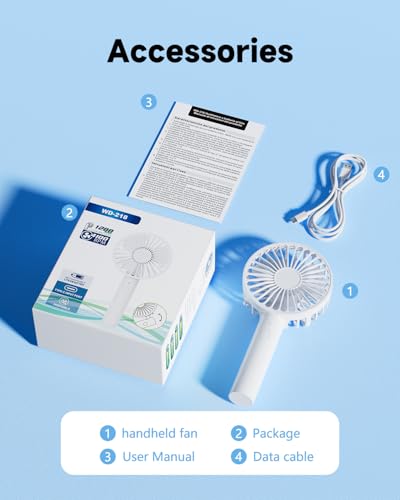 Personal Small USB Fan Rechargeable, 2-in-1 Foldable Handheld Fan Portable | 3 Gear Speeds Travel Fan Battery Powered Mini Table Fan with Lanyard for Travel Makeup Desk Girl Women Summer Gift White - color: Portable Fan