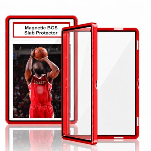 BGS Slab Case with 9-Point Secure Lock, Aluminum Alloy Graded Card Case for 35PT BGS Slabs, UV Protection Slab Protector for Professional Display & Storage Frame for Sports Cards (Red) - color: Red