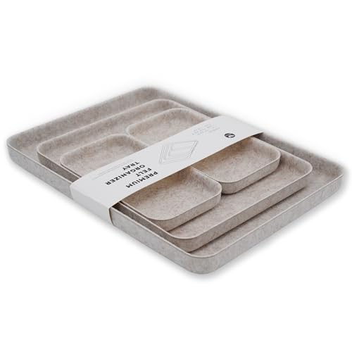 Welaxy Felt Nightstand Organizer 4pc Oatmeal Entryway Caddy DND Dice Tray - color: Oatmeal