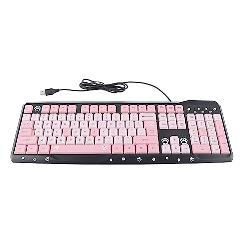 ANGGREK Silent Keyboard Mechanical Keyboard Membrane USB Wired 104 Keys QWERTY with Adjustable Bracket for Laptop Home Office Gaming (Black Pink) - color: Black Pink