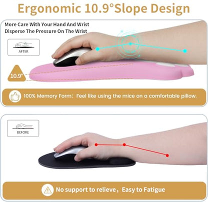 L-SPOUTTO Ergonomic Mouse Pad with Wrist Rest,Pink Mouse Pad Wrist Support | Cute Cat Paw Comfortable Massage Design,Computer Pain Relief Mousepad with Non-Slip PU Base for Desk Laptop Gaming,Pink - color: Pink