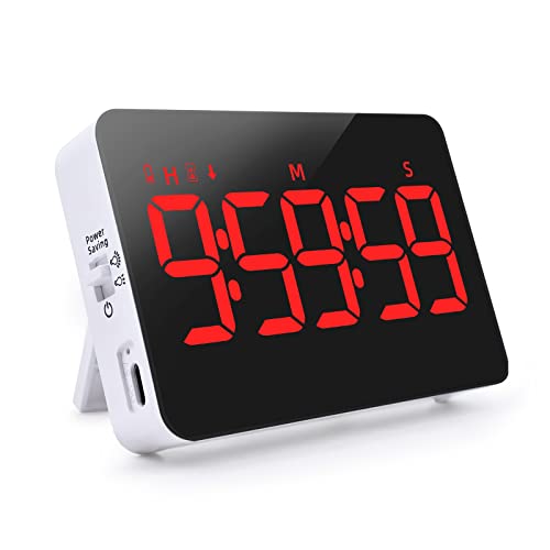PERSUPER Digital Timer Kitchen Timer Count Down Up Rechargeable Kitchen Gadgets Vibration Mode Adjustable Volume and Brightness LED Display Time Management for Cook, Desk, Kids Adults Study Teaching | Adjustable Volume and Brightness LED Display, Time Man