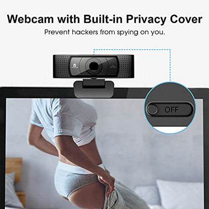 HD Webcam 1080P with Microphone & Cover Slide, 928A Pro USB Computer Web Camera Video Cam for Streaming Gaming Conferencing Mac Windows PC Laptop Desktop