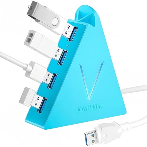 USB 3.0 Hub,4 Port USB Hub Tower,2ft Cable USB Splitter for Laptop, PC, Xbox One, PS4, PS5, iMac, Surface Pro, XPS, Desktop, Flash Drive, Mobile HDD (Blue) - color: Blue-A