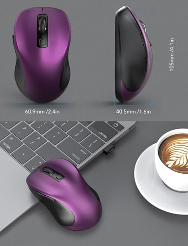 Trueque Wireless Mouse for Laptop, 2.4GHz Ergonomic Computer Mouse with Back & Forward Buttons, 3 Adjustable DPI Levels, 6 Buttons, Optical USB Cordless Mice for Windows PC (Purple, 1 Pack) | 2.4GHz USB receiver, back/forward buttons, 3 adjustable DPI lev