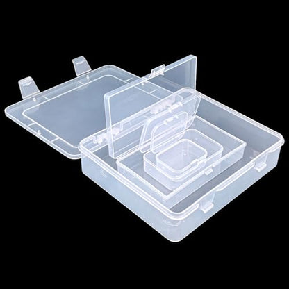 28 Pieces Mixed Sizes Rectangular Clear Plastic Storage Box | Empty Mini Containers, Hinged Lids, For Small Items, Craft Projects - size: Mixed Sizes