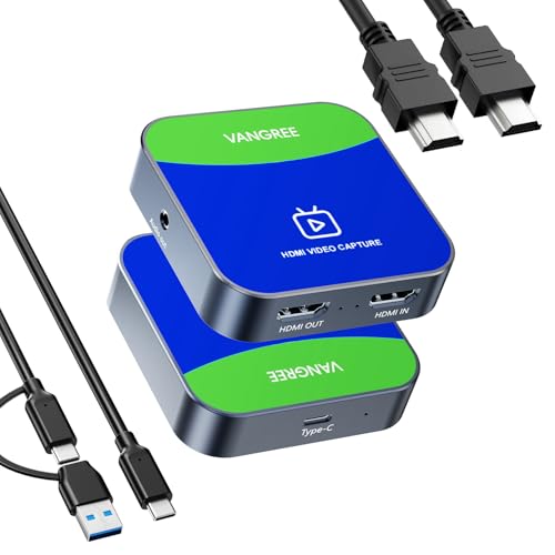 Capture Card for Nintendo Switch, 4K HDMI Capture, USB C 3.0 1080P 60FPS | Audio Video Recorder, low latency, streaming accessories, USB capture card for streaming/gaming, for PS5/Xbox/OBS/Camera/PC - color: Green