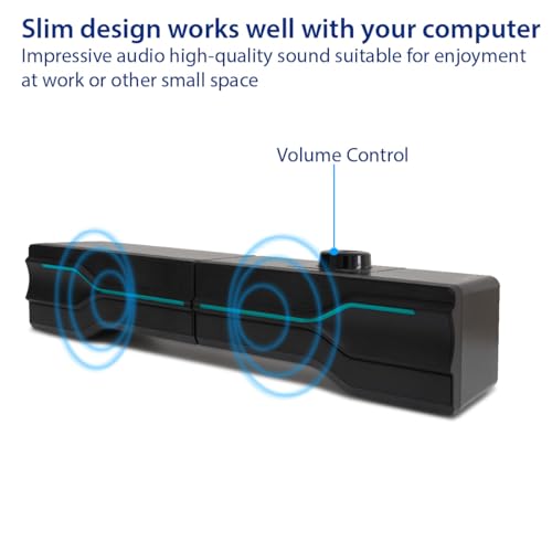 Desktop USB Powered 2-in-1 Soundbar Stereo Speaker, RGB LED Light - style: LED