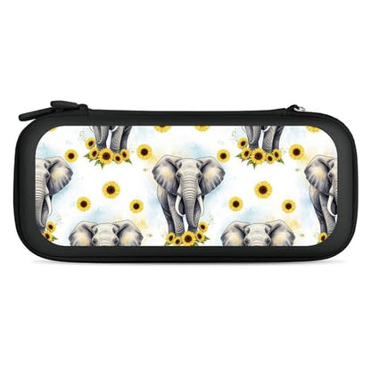 PPIKTC Portable Travel Carrying Bag for Switch, Sunflower Elephant Hard Shell Protective Case, Shockproof Game Organizer with 15 Game Cartridges - color: Design (336)