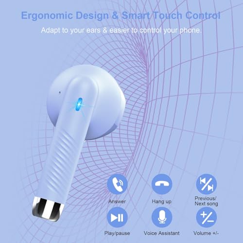 Wireless Earbuds, Bluetooth 5.4 Earbuds Stereo Bass, Bluetooth Headphones in Ear Noise Cancelling Mic, Earphones IP7 Waterproof Sports, 32H Playtime USB C Charging Case Purple Ear Buds for Android iOS - color: Glossy Purple