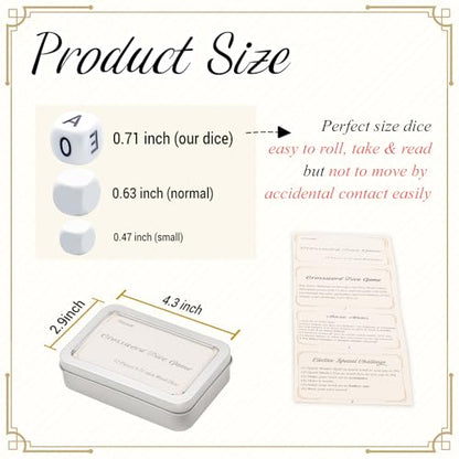 12 PCS Crossword Solitaire Spelling Letter Dice Game in White for Adults | For Reducing Adult Screen Time. Includes a Multi-Game Instruction, Tin Box & Velvet Bag