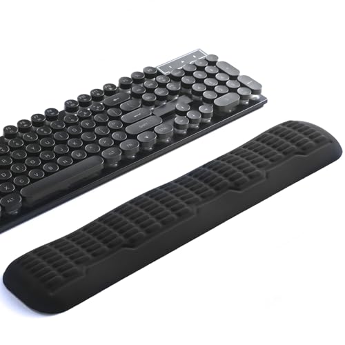 UnivoColors Memory Foam Keyboard Wrist Rest,Latest 3.0 Wave Curve Design,High-Resilience Memory Foam,Non-Slip Base Fits,Full-Sized Keyboards,Ideal for Work and Gaming(Black) - color: Black, style: Full Size Keyboard Wrist Rest