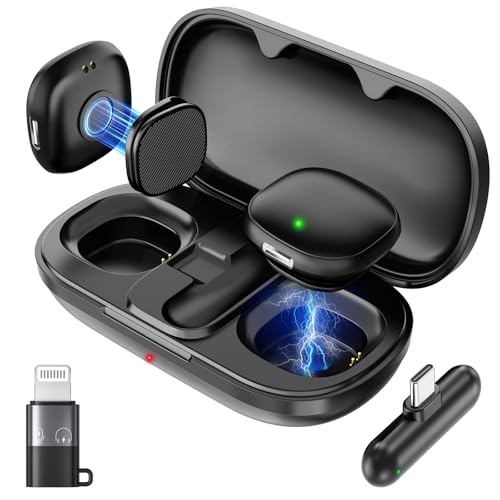 Magnetic Wireless Lavalier Microphone for iPhone 16 15 14 Pro Max Android Camera, 3-Level AI Noise Canceling & 48kHz Hi-Fi, 2-Person Wireless Mic for TikTok YouTube Vlog Recording, 40H - color: Black