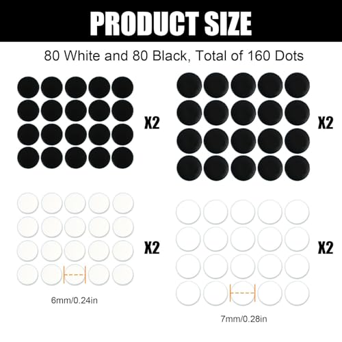 160 Pcs Universal Mouse Slider Pads, Dia 6mm & 7mm Dot Mouse Glide Skates Replacement Compatible with Gaming Mousepads, Wear-Resistant Smooth Glide Mice Glass Skates Pad (White & Black) - size: Dia 6mm/7mm White