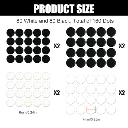 160 Pcs Universal Mouse Slider Pads, Dia 6mm & 7mm Dot Mouse Glide Skates Replacement Compatible with Gaming Mousepads, Wear-Resistant Smooth Glide Mice Glass Skates Pad (White & Black) - size: Dia 6mm/7mm White