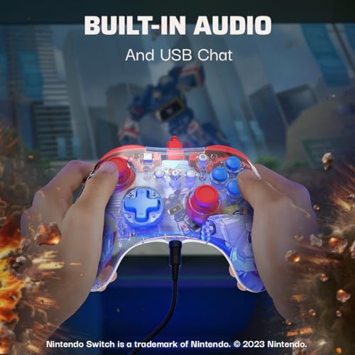 PDP REALMz Nintendo Switch Pro Controller, Customizable LED Lighting, 3.5mm Headphone Jack, Officially Licensed by Nintendo and Hasbro, Transformers: Optimus Prime City Battle - color: Optimus Prime