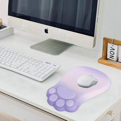 L-SPOUTTO Ergonomic Mouse Pad with Wrist Rest,Cute Mouse Pad Wrist Support | Cat Paw Comfortable Massage Design,Computer Pain Relief Mousepad with Non-Slip PU Base for Desk Laptop Gaming,Gradient Purple - color: Gradient Purple