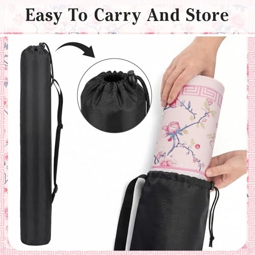 Britimes Mahjong Mat with Black Carrying Bag,31.5"x31.5", Floral Pink | Non-Slip Noise Reduction Gaming Mat Rubber Multi Purpose Game Table Cover for Mahjong Card Dominoes Board Tile Games - color: Pink Flowers