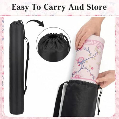 Britimes Mahjong Mat with Black Carrying Bag,31.5"x31.5", Floral Pink | Non-Slip Noise Reduction Gaming Mat Rubber Multi Purpose Game Table Cover for Mahjong Card Dominoes Board Tile Games - color: Pink Flowers