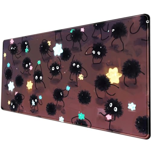 YKJWW Desk Pad Anime Black Pom Gaming Large Mouse Pad for Women Dask Mat | Desk Pad Office Decor Exclusive Beautiful Girls Mouse Pad Desktop with Stitched Edges Non-Slip Computer Mat 31.5x11.8In - color: C-dark Brown