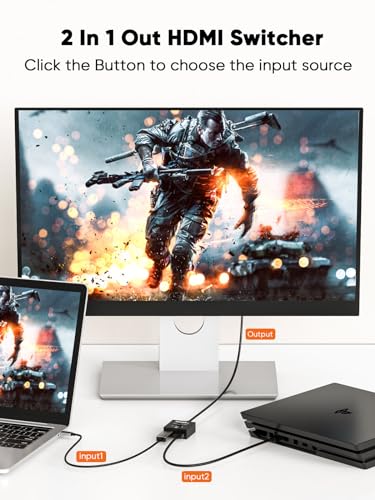 CableCreation HDMI Splitter 2 in 1 Out, 4K@60Hz HDMI Switch,HDMI Switch Box | Metal Case Bidirectional HDMI Switcher Compatible with PS5/4, Xbox, Roku, TV, Fire Stick, Blue-Ray Player etc