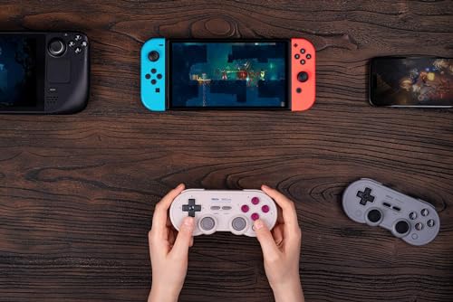 8Bitdo SN30 Pro Bluetooth Wireless Gamepad Retro Controller - Gray | Hall Effect Joystick, for Switch/Switch 2, PC, Steam Deck, Android, Raspberry PI, iPhone, iPad, macOS and Apple TV - color: Gray Edition, size: Hall Effect Joystick