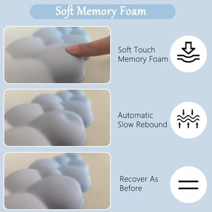 Blue Cloud Mouse Pad and Keyboard Wrist Rest 4PCS Extended Large Stars Desk Mat Pad Set Memory Foam Non-Slip Ergonomic Cute Gaming Mouse Pad Wrist Support for Computer Laptop Home Office - color: 4pcs Blue Cloud