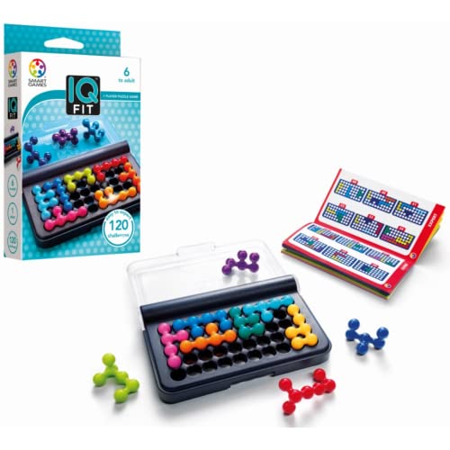 SmartGames IQ Fit – Compact Travel Puzzle Game with 120 3D Challenges, Brain-Teasing Logic Game for Kids & Adults, STEM Toy for Ages 6 to Adult, Portable Brain Teaser for On-The-Go Fun