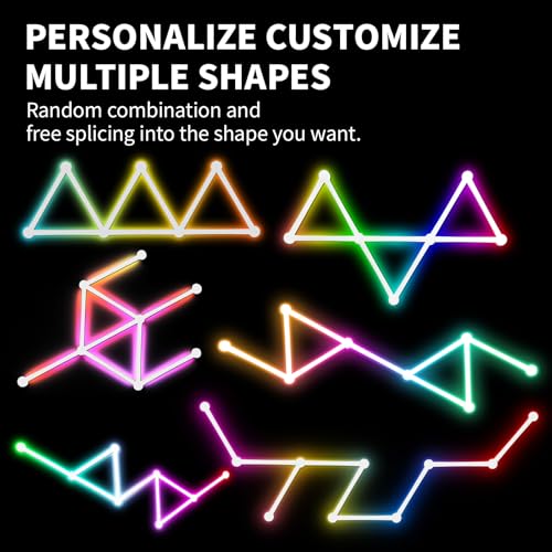 Phylosal Smart WiFi LED Wall Lights, 16M+ Color Dimmable Gaming Light Works with Alexa and Google Assistant, Music Sync, DIY and Timer Feature, RGB Light Bars for Gaming Room, Bedroom (9 Pcs,White)
