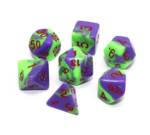 DND Dice Set Purple & Green RPG Polyhedral Dice Fit Dungeons and Dragons(D&D) Pathfinder MTG Tabletop Role Playing Game 7-Die Dice Set - color: Green&purple
