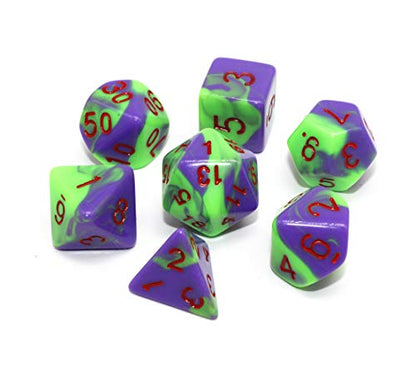 DND Dice Set Purple & Green RPG Polyhedral Dice Fit Dungeons and Dragons(D&D) Pathfinder MTG Tabletop Role Playing Game 7-Die Dice Set - color: Green&purple