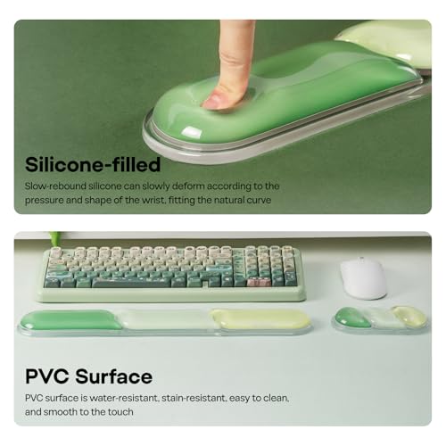 EPOMAKER CloudGel Wrist Rest for Keyboard and Mouse, 2 Pieces | Silicone Wrist Support, Anti-Slip Rubber Bottom, Ergonomic Design, Suitable for Office/Computer/Laptop/Gaming (Green) - color: Green