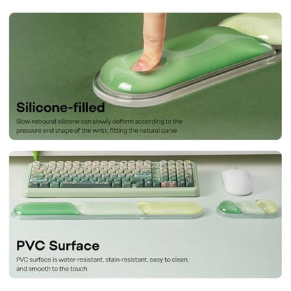 EPOMAKER CloudGel Wrist Rest for Keyboard and Mouse, 2 Pieces | Silicone Wrist Support, Anti-Slip Rubber Bottom, Ergonomic Design, Suitable for Office/Computer/Laptop/Gaming (Green) - color: Green