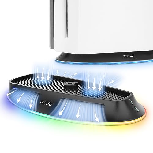 Cooling Stand with Dual Fans,Cooling Station Built-in RGB Light,for Host Battery,Compatible with PS5 Slim&PS5 Pro(All Version)