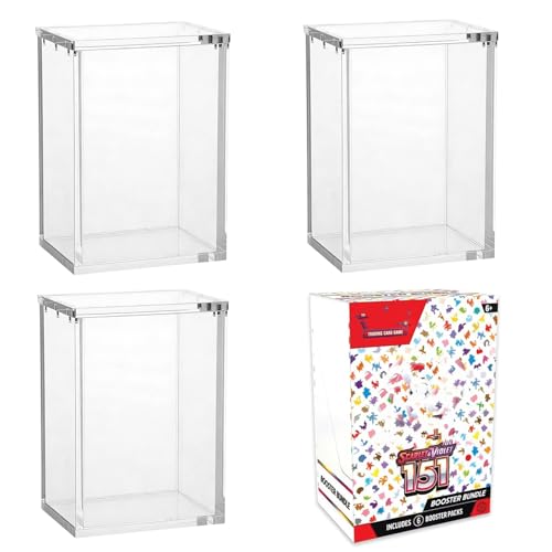 Rainmae 3 Pack Acrylic Display Case for Booster Bundle & Bulid & Battle Boxes with Magnetic Lid Display Box(NOT Fit for NEW Booster),Booster Bundle Case Storage Holder for Trading Card Collections - color: 3