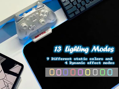 JMIYAV White Gaming Mouse Pad RGB Mousepad Non-Slip Rubber Base Extra Large Cool XL XXL Computer Desk Pad Gaming Accessories LED Light Up Extended Big Mouse Pad for Gamer Wraith Wing - color: Wraith Wing