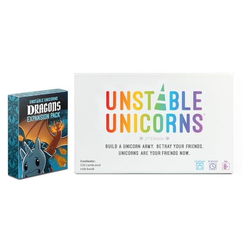 Unstable Games - Unstable Unicorns Dragons Expansion Pack - designed to be added to your Unstable Unicorns Card Game - style: Expansion Pack: Dragons