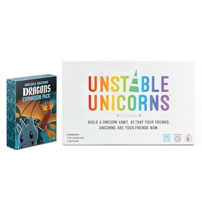 Unstable Games - Unstable Unicorns Dragons Expansion Pack - designed to be added to your Unstable Unicorns Card Game - style: Expansion Pack: Dragons
