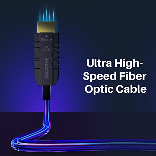 Certified 8K Fiber Optic HDMI 2.1 Cable 100 FT, Real HDMI® Cable, Ultra HD, 48Gbps, Supports 8K@60Hz, 4K@120Hz, Dynamic HDR, HDCP 2.2&2.3, Dolby, eARC for Xbox, Series X, Laptop, Switch, PS5, UHD TV - size: 100FT, style: 1 Pack