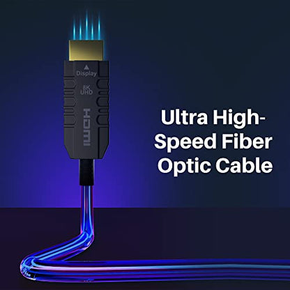 Certified 8K Fiber Optic HDMI 2.1 Cable 100 FT, Real HDMI® Cable, Ultra HD, 48Gbps, Supports 8K@60Hz, 4K@120Hz, Dynamic HDR, HDCP 2.2&2.3, Dolby, eARC for Xbox, Series X, Laptop, Switch, PS5, UHD TV - size: 100FT, style: 1 Pack