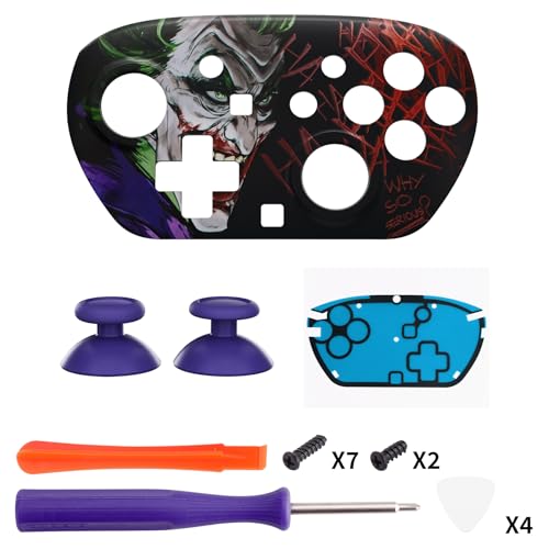eXtremeRate DIY Replacement Faceplate Shell for Nintendo Switch 2 Pro Controller, Custom Front Housing Case, Thumbsticks and Screwdriver Tools for Switch 2 Pro Controller - Clown Hahaha - color: Clown HAHAHA