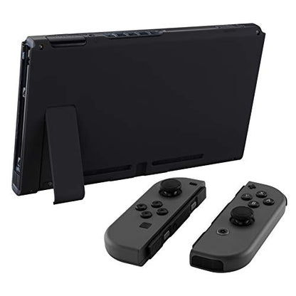 eXtremeRate Soft Touch Grip Black Console Back Plate DIY Replacement Housing Shell Case for Nintendo Switch Console with Kickstand – JoyCon Shell NOT Included - color: Black