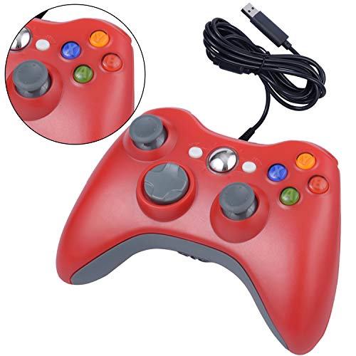 ONE250 USB Wired Game Pad Controller, Compatible with Xbox 360, Xbox 360 Slim, Windows PC - Replacement USB Wired Gamepad (Red) - color: Red