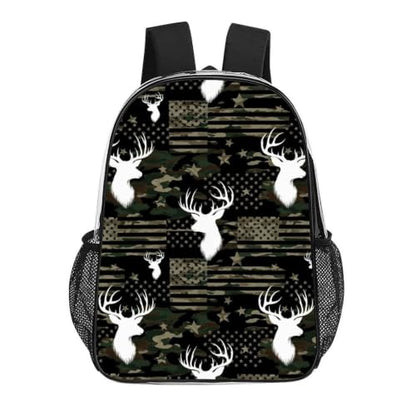 Heavy Duty Clear Daypack Reinforced Bottom for Travel Sporting | Heavy Duty, Camouflage American Flag Hunting Camo Deers, See Through Daypack - color: Pattern (836)